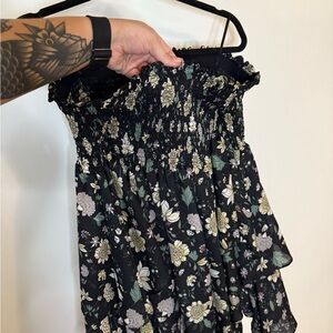 Floral Smocked Black Dress